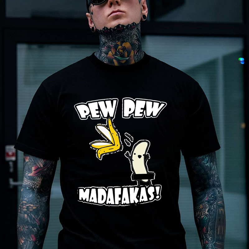 PEW PEW MADAFAKAS Peeled Banana Print Men's T-shirt
