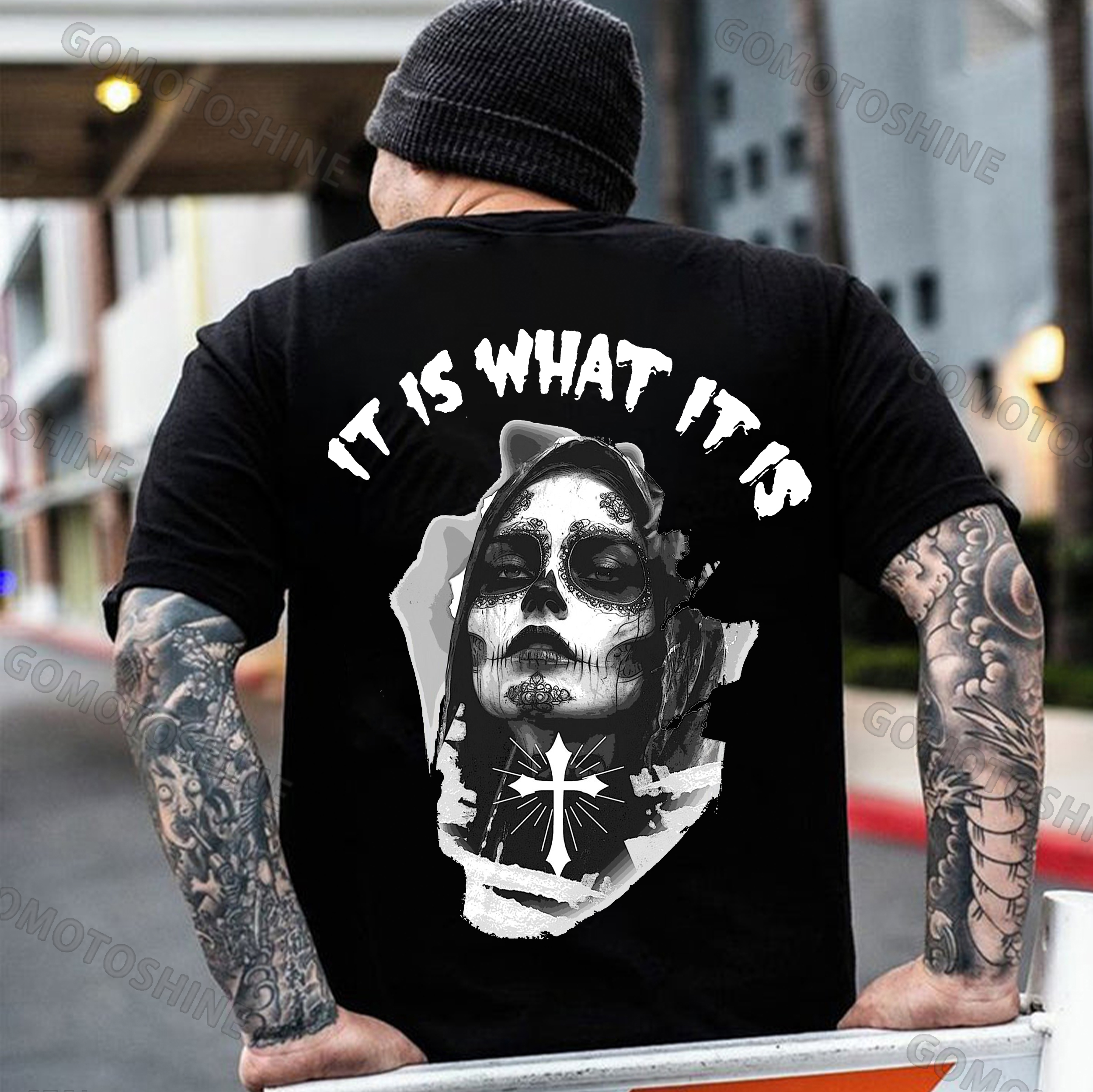 IT IS WHAT IT IS Skeleton Lady Print Men's T-Shirt