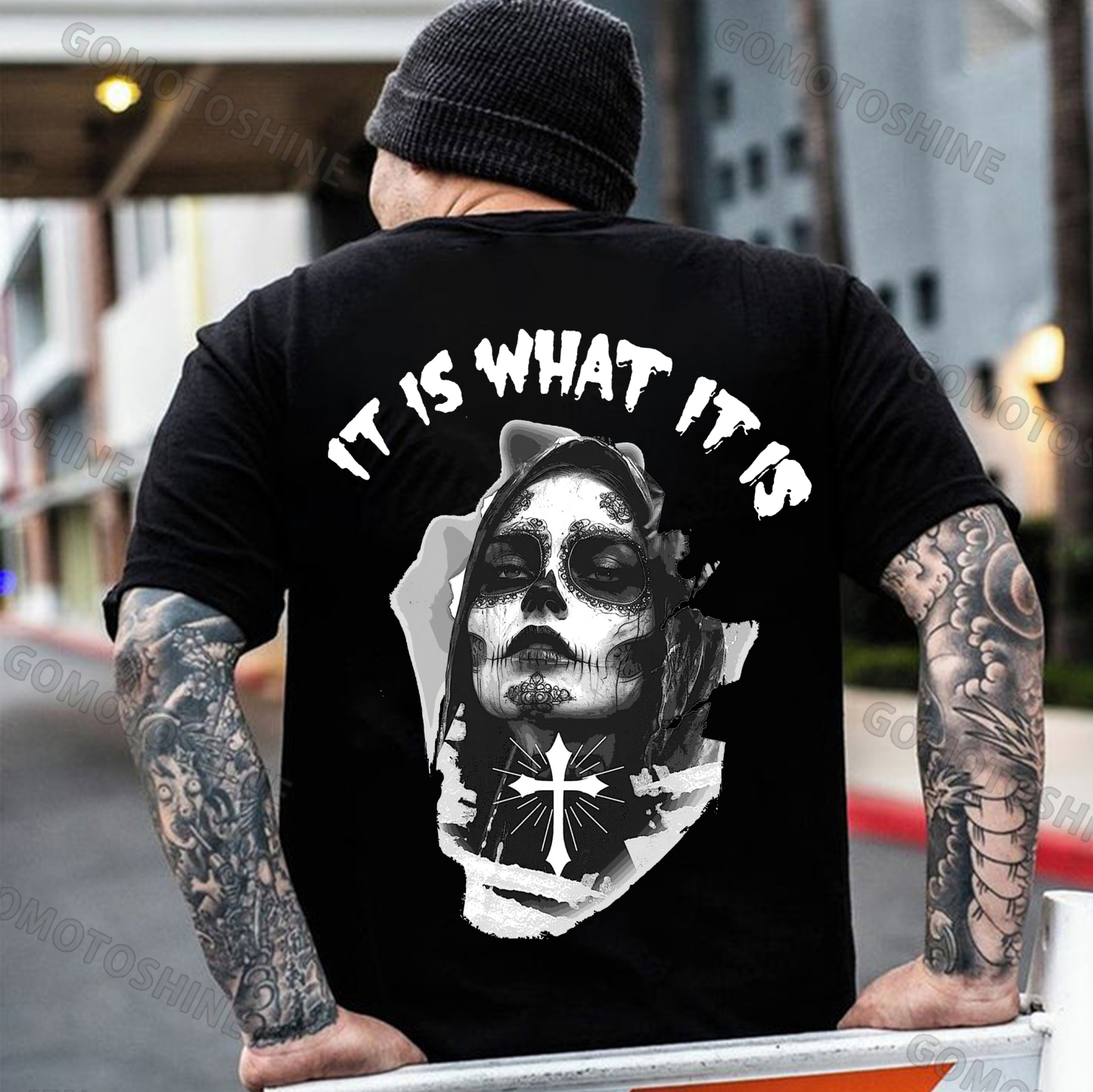 IT IS WHAT IT IS Skeleton Lady Print Men's T-Shirt