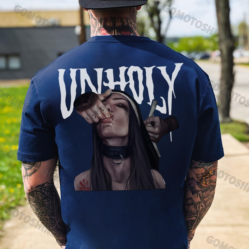 UNHOLY Sucking Finger Nun Print Men's T-Shirt