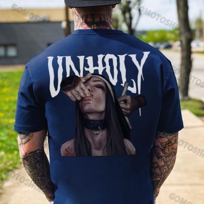 UNHOLY Sucking Finger Nun Print Men's T-Shirt