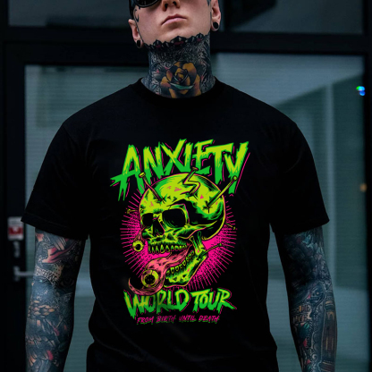 ANXIETY WORLD TOUR Skull Print Men's T-shirt