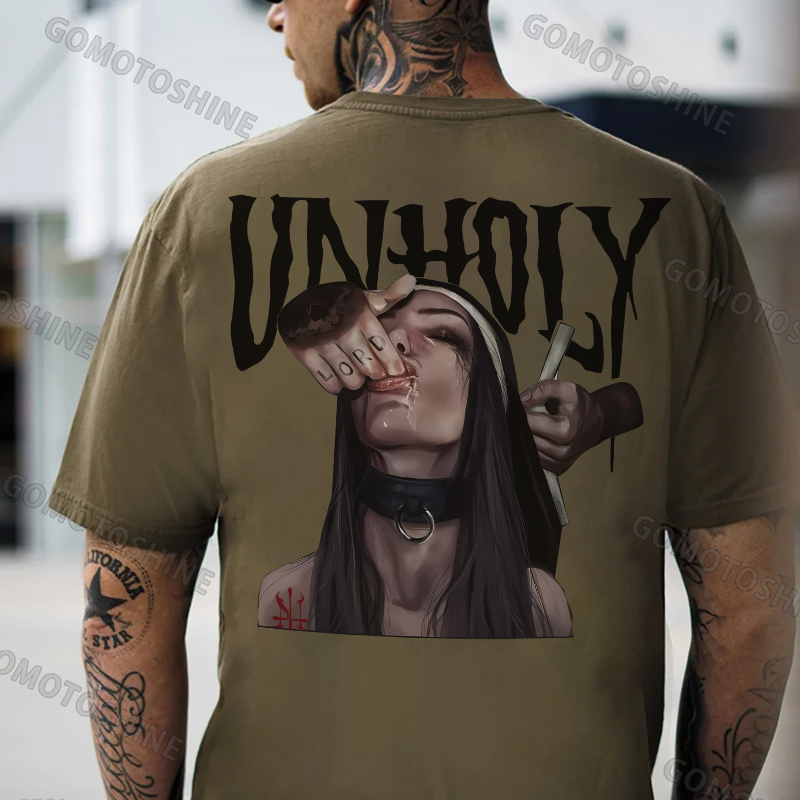 UNHOLY Sucking Finger Nun Print Men's T-Shirt