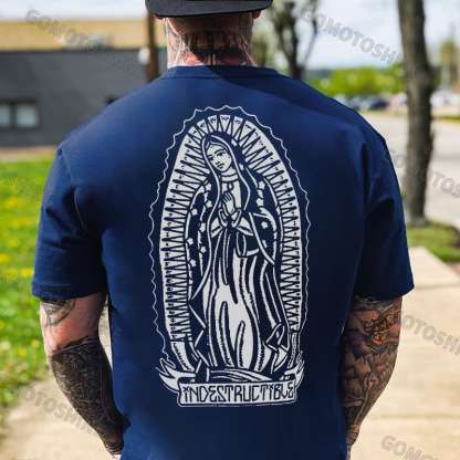 Goddess Praying Letter Vintage Style Graphic Black Print T-shirt