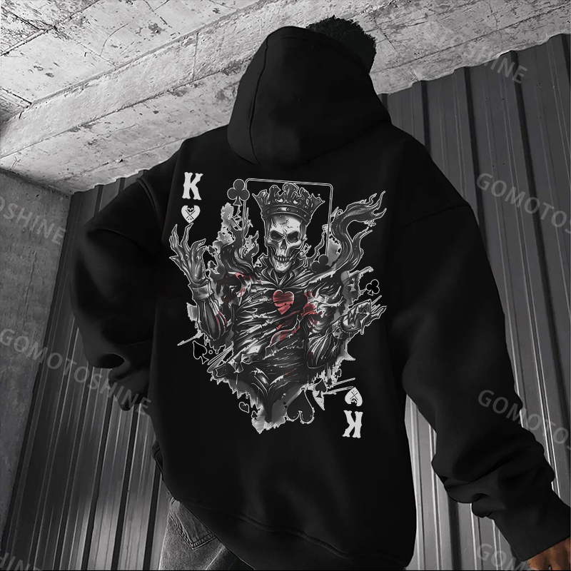 Poker K Skeleton King Print Men's Hoodie