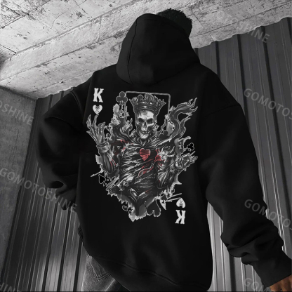 Poker K Skeleton King Print Men's Hoodie
