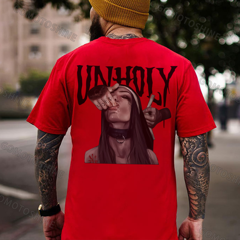 UNHOLY Sucking Finger Nun Print Men's T-Shirt