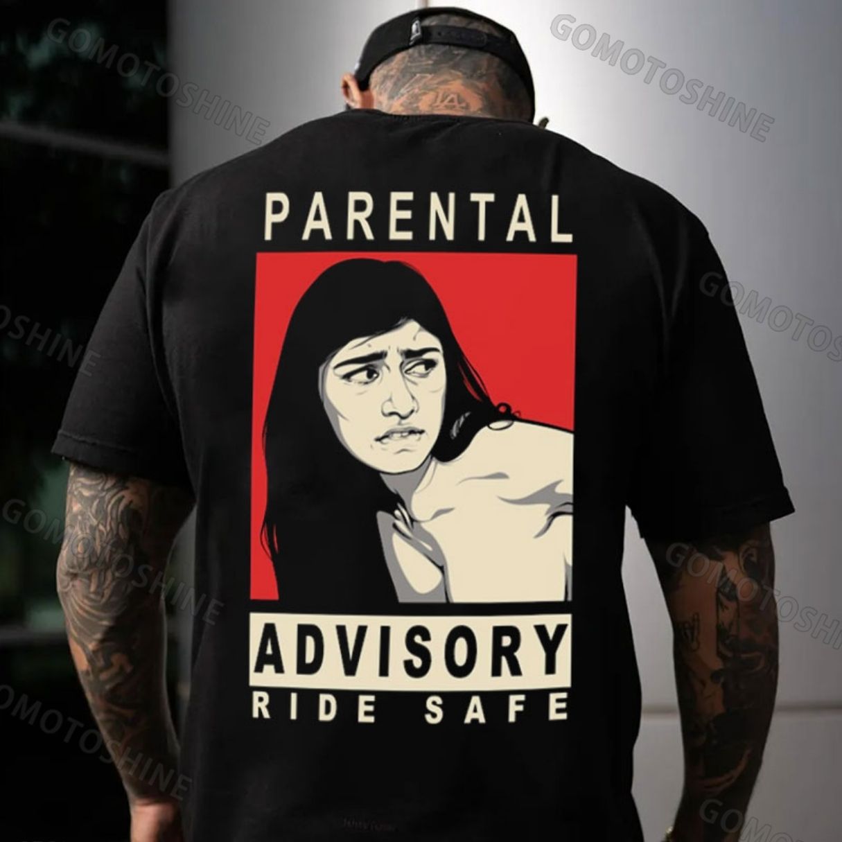 PARENTAL ADVISORY RIDE SAFE Naked Lady Print Men's T-shirt