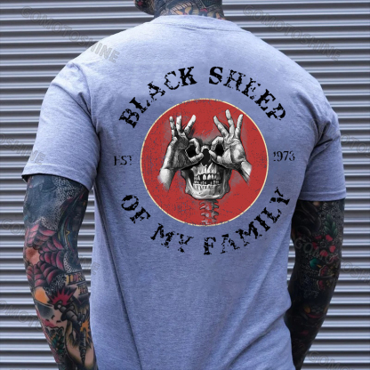 BLACK SHEEP OF MY FAMILY Skull With OK Print Men's T-Shirt