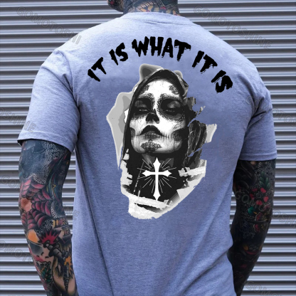 IT IS WHAT IT IS Skeleton Lady Print Men's T-Shirt