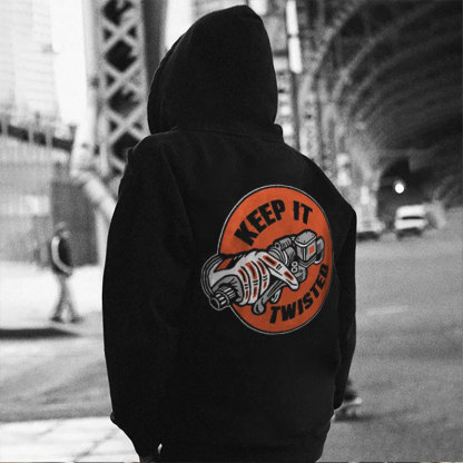 KEEP IT TWISTED Motor Head Graphic Black Print Hoodie