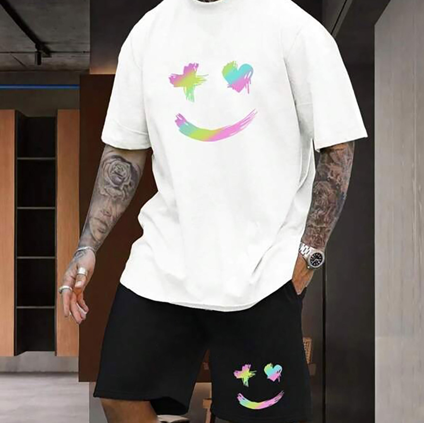 Lovely Emoji White Printed Suit