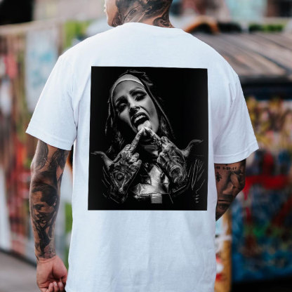 Nun and crucifix Men's printed T-shirt