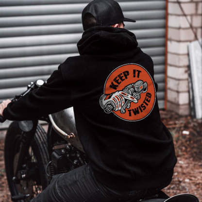 KEEP IT TWISTED Motor Head Graphic Black Print Hoodie