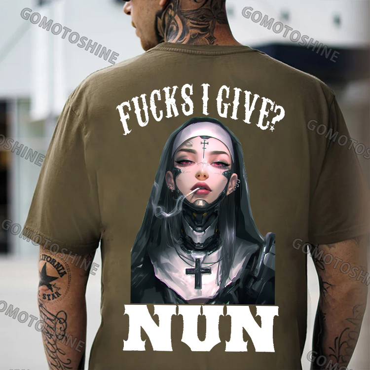FUCKS I GIVE NUN Cyber Modified Mechanical Nun Print Men's T-Shirt