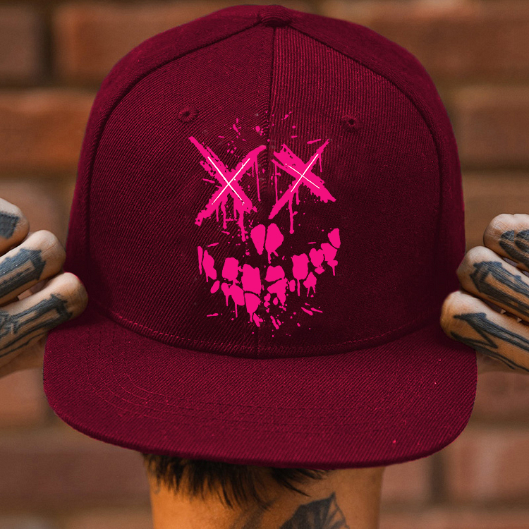 Fluorescent Pink Evil Emoji Graphic Fashion Cap