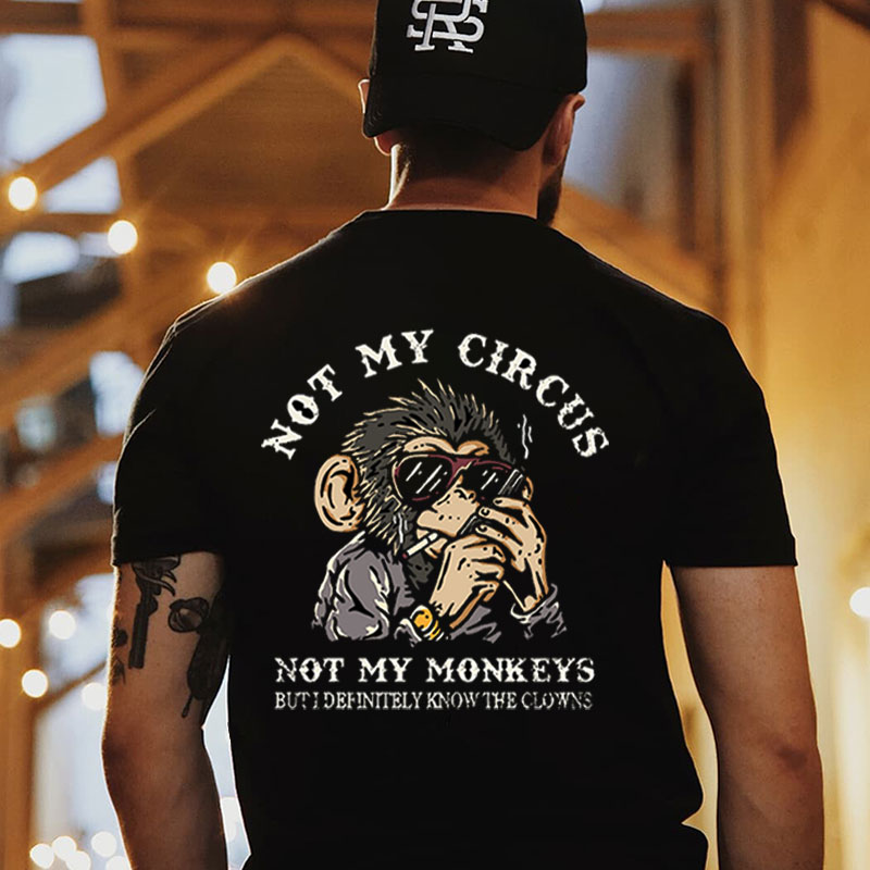 NOT MY CIRCUS NOT MY MONKEYS Black Print T-shirt
