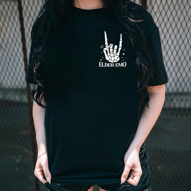 IT WAS NEVER A PHASE ELDER EMO Bone Hand Print Women's T-shirt