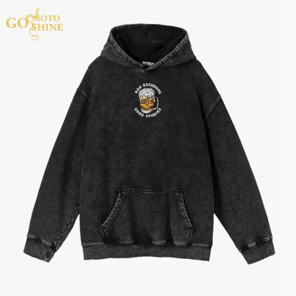 BAD DECISIONS Skull Beer Men's Washed Hoodie
