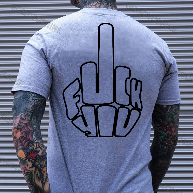 One Finger Salute Casual Graphic Black Print T-shirt