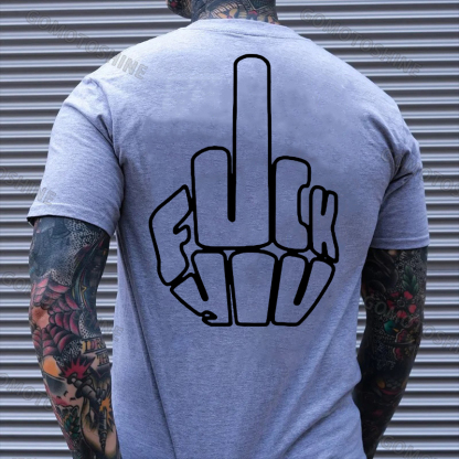 One Finger Salute Casual Graphic Black Print T-shirt