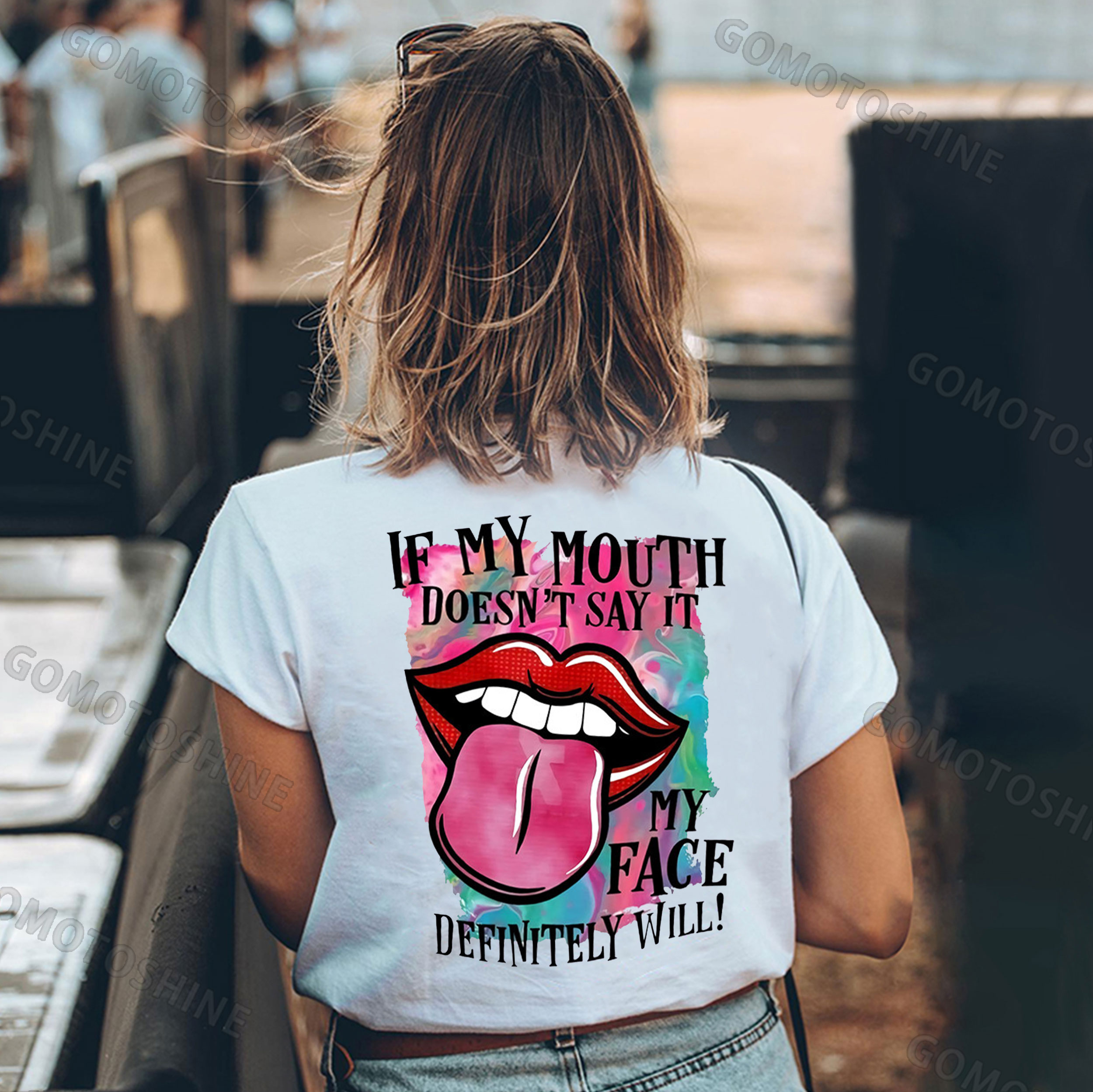 IF MY MOUTH DOESN'T SAY IT Red Lips Print Women's T-shirt