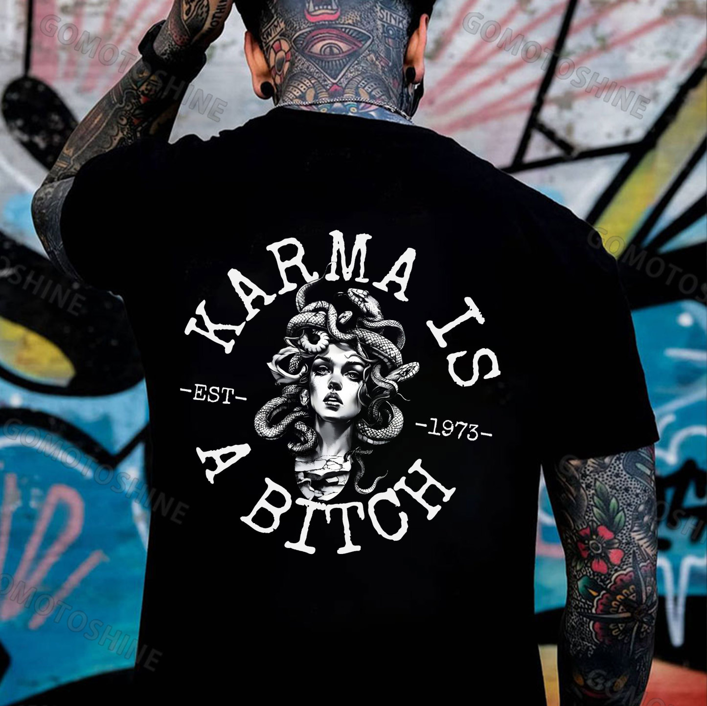 KARMA IS A BITCH Medusa Print Men's T-Shirt