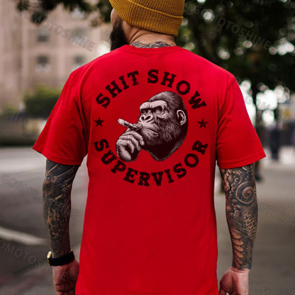 SHIT SHOW SUPERVISOR Chimpanzee Black Print T-shirt