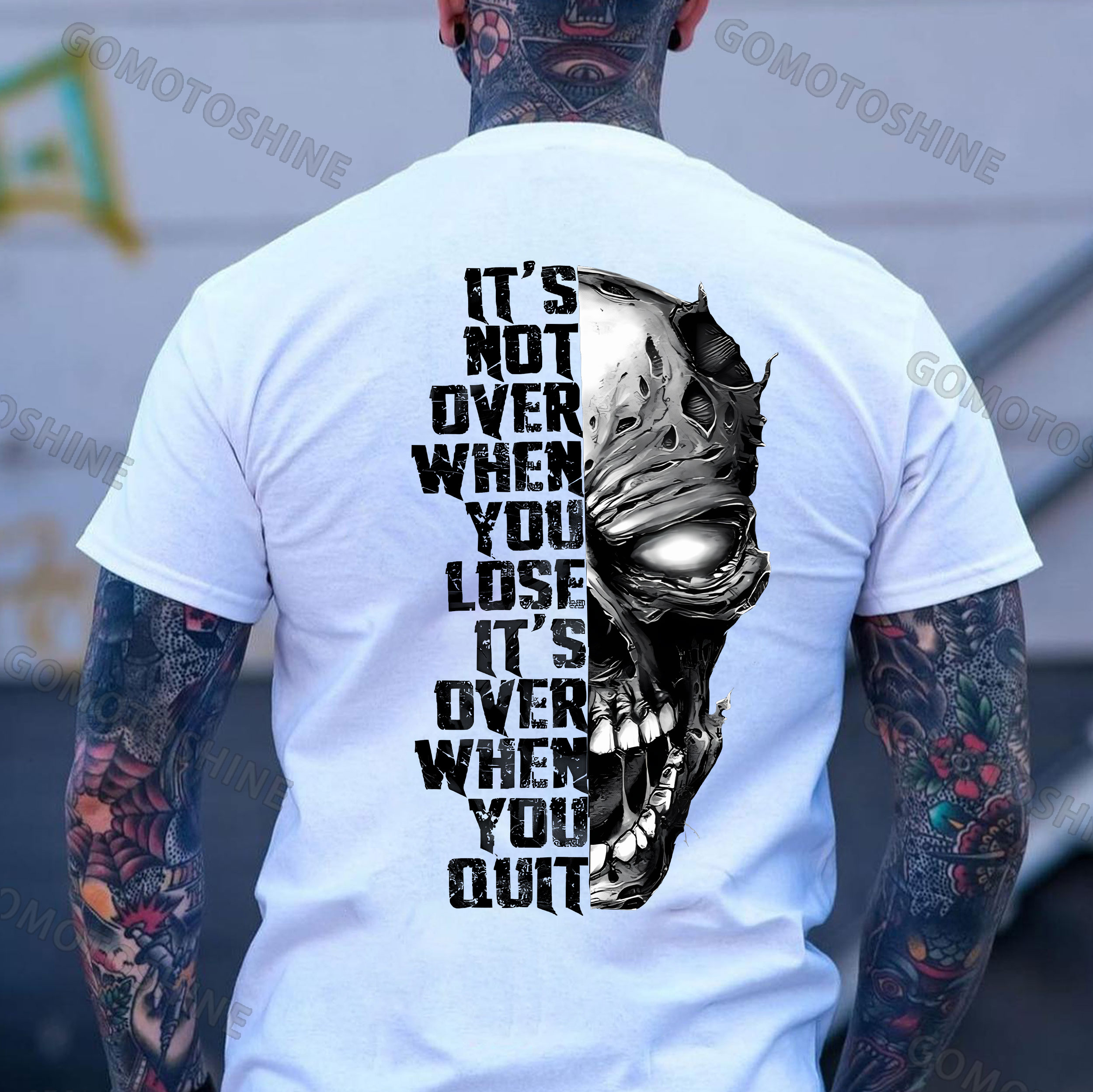IT'S NOT OVER WHEN YOU LOSE IT'S OVER WHEN YOU QUIT Skull Print Men's T-Shirt
