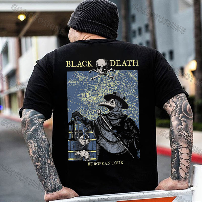 BLACK DEATH EUROPEAN TOUR Plague Doctor&Rat Print Men's T-Shirt