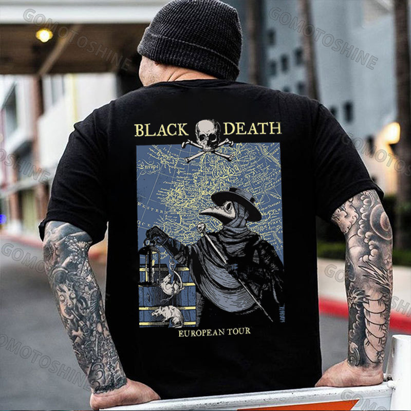 BLACK DEATH EUROPEAN TOUR Plague Doctor&Rat Print Men's T-Shirt