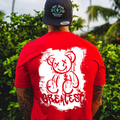 GREATEST Teddy Bear Pink Pattern Black Print T-shirt