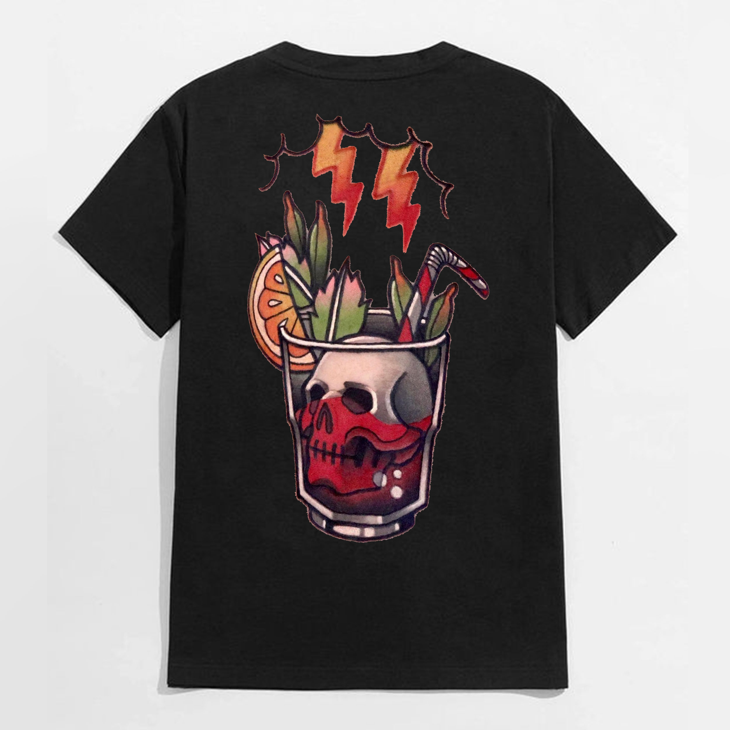 Skull in the Water Cup Black Print T-Shirt