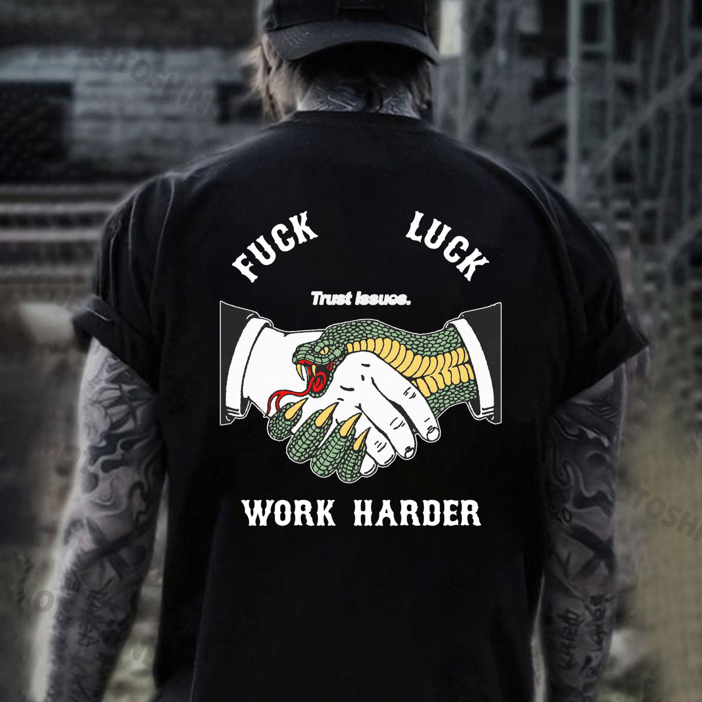 FUCK LUCK WORK HARDER Dangerous Deal Print Men's T-Shirt