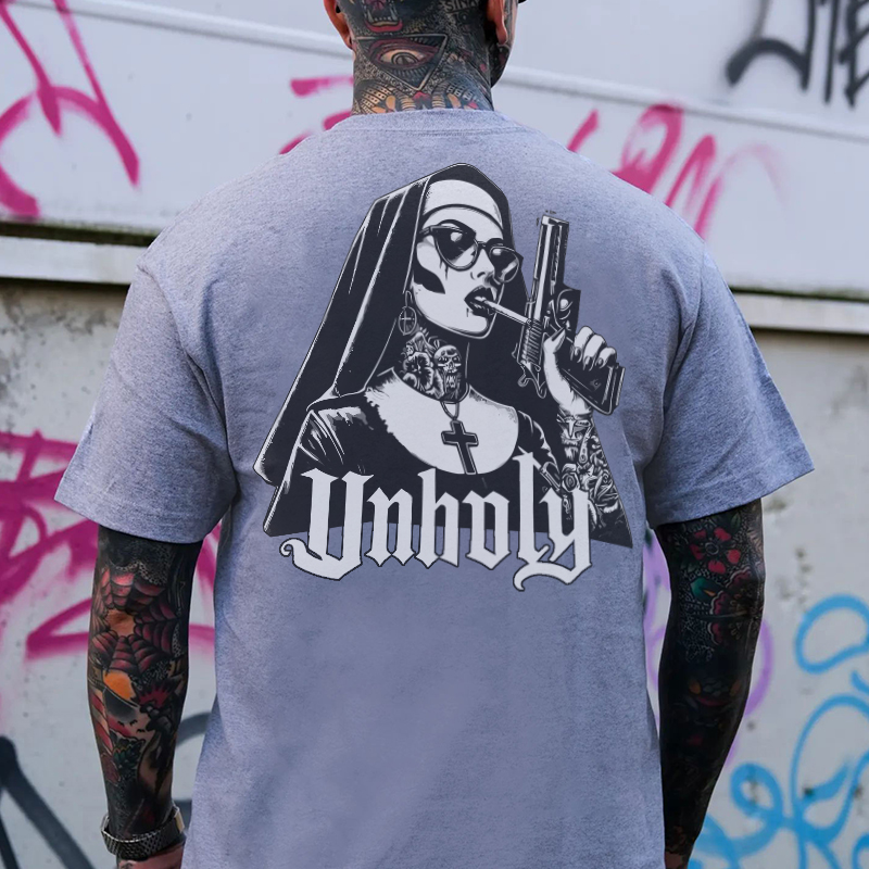 UNHOLY Gangster Nun Print Men's T-Shirt
