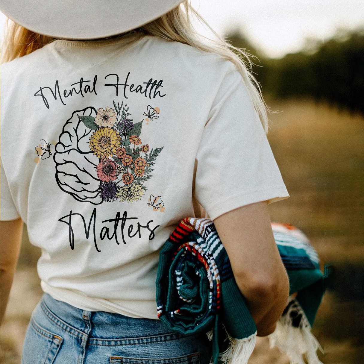METAL HEALTH MATTERS Flowers Print Women's T-shirt