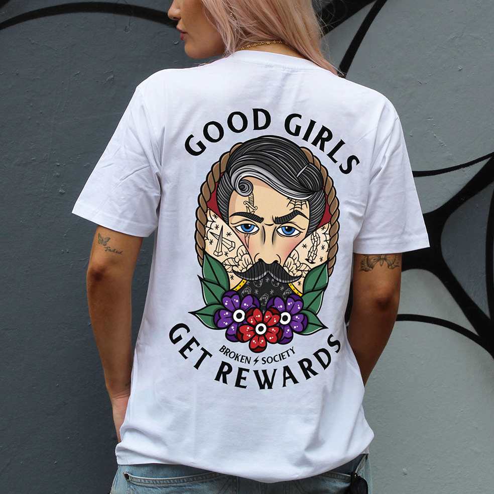 GOOD GIRLS GET REWARDS Dirty Man Print Women's T-shirt