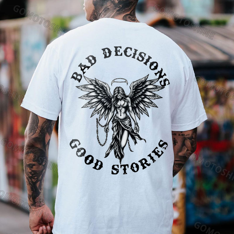 BAD DECISIONS GOOD STORIES Imprisoned Angel Print Men's T-Shirt