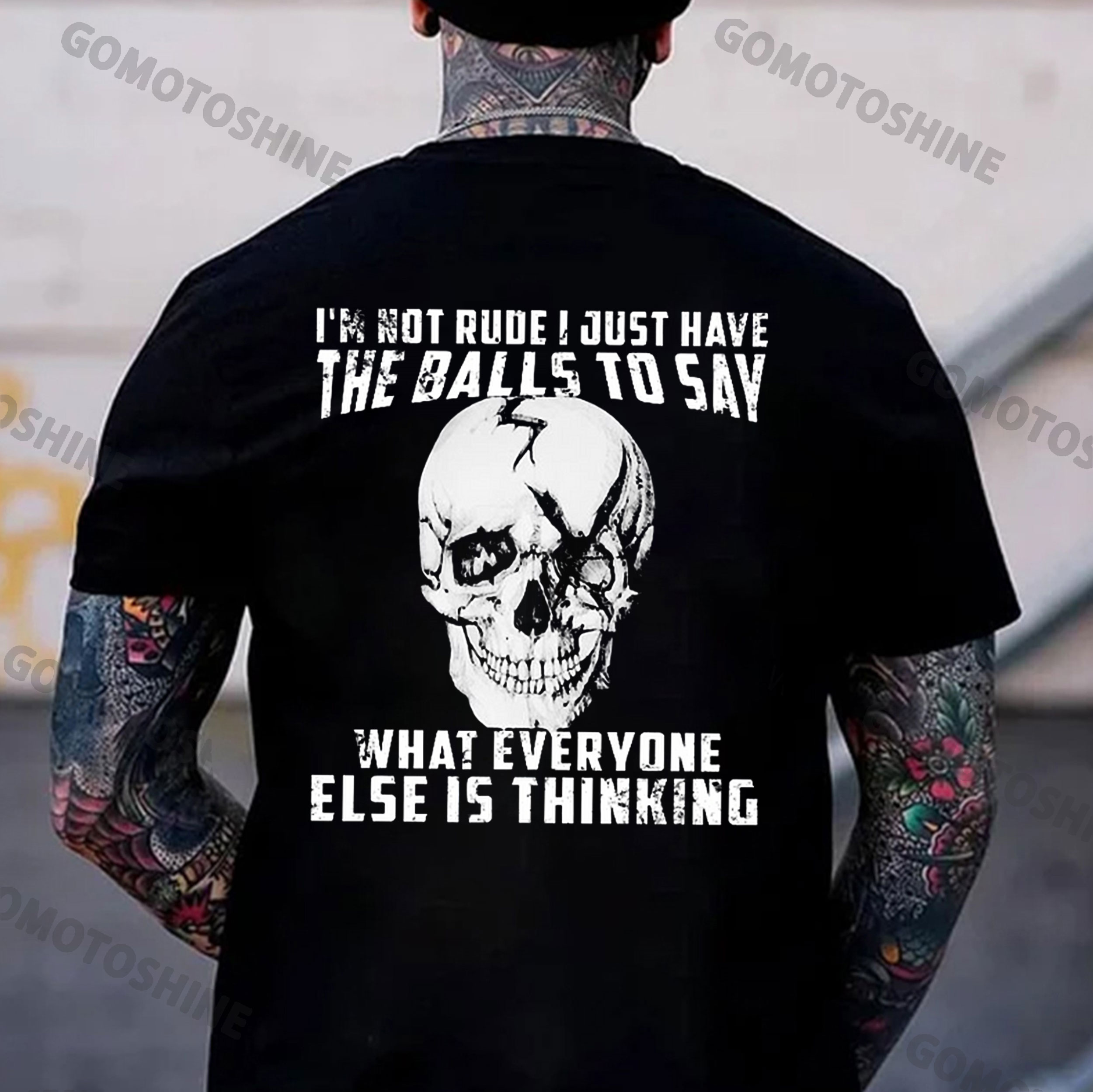 I'm Not Rude I Just Have The Balls To Say Broken Skull Print Men's T-Shirt