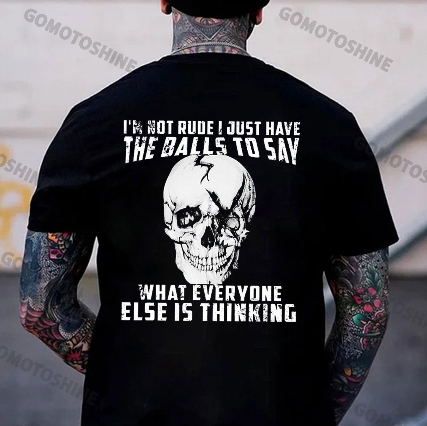 I'm Not Rude I Just Have The Balls To Say Broken Skull Print Men's T-Shirt