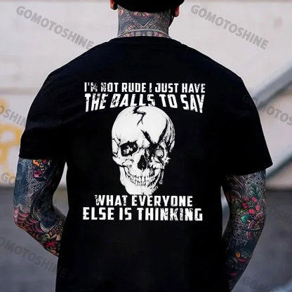 I'm Not Rude I Just Have The Balls To Say Broken Skull Print Men's T-Shirt