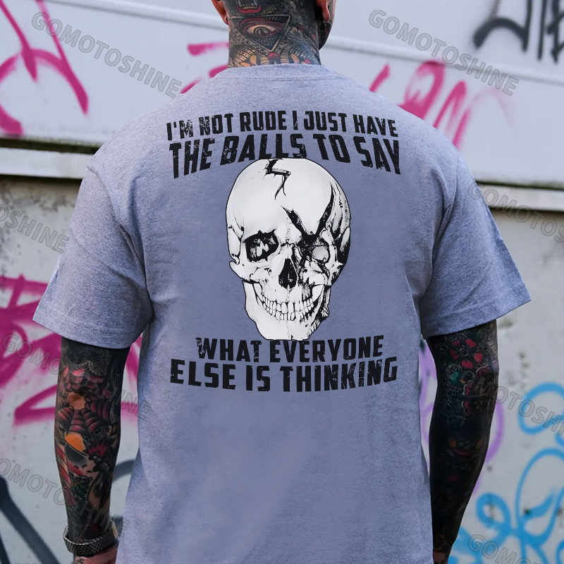 I'm Not Rude I Just Have The Balls To Say Broken Skull Print Men's T-Shirt
