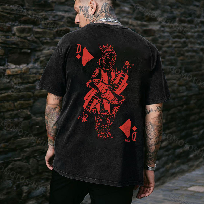 Poker Queen Men's Washed T-shirt