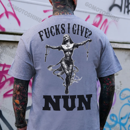 FUCKS I GIVE NUN Tattooed Nun Print Men's T-Shirt