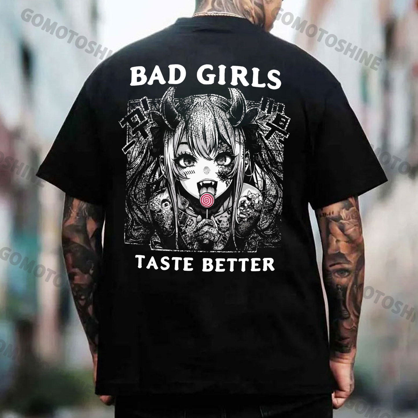 BAD GIRLS TASTE BETTER Naughty Devil Girl Print Men's T-Shirt