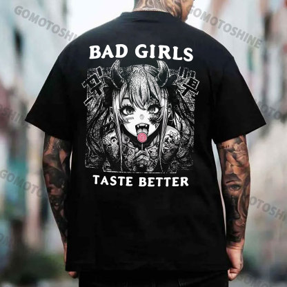 BAD GIRLS TASTE BETTER Naughty Devil Girl Print Men's T-Shirt