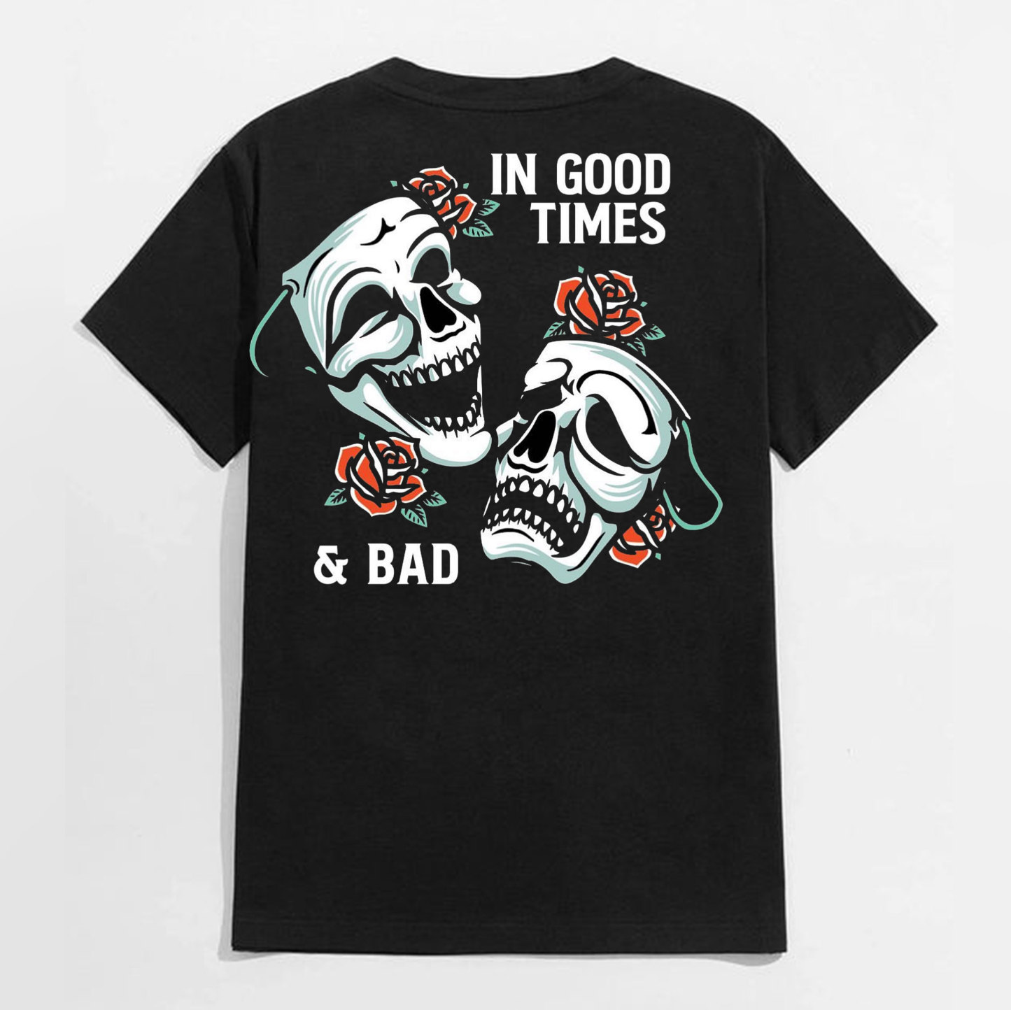 IN GOOD TIMES & BAD Funny Skulls Black Print T-Shirt