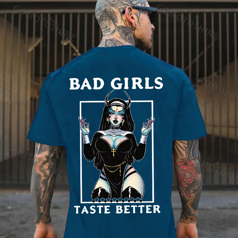 BAD GIRLS TASTE BETTER Sexy Devil Nun Print Men's T-Shirt