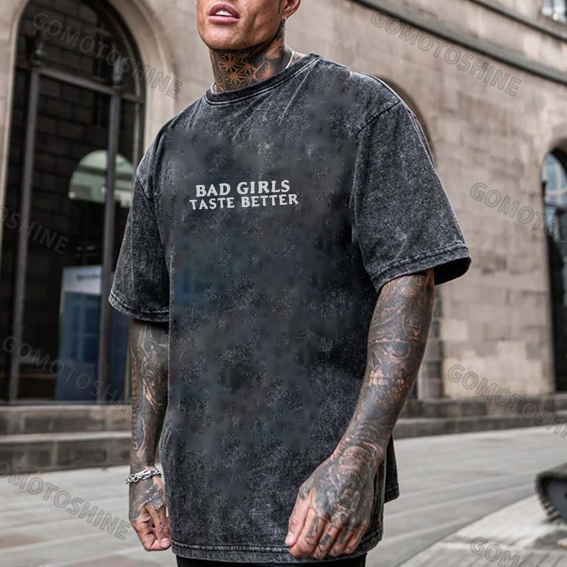 BAD GIRLS TASTE BETTER Devil Girl Men's Washed T-shirt