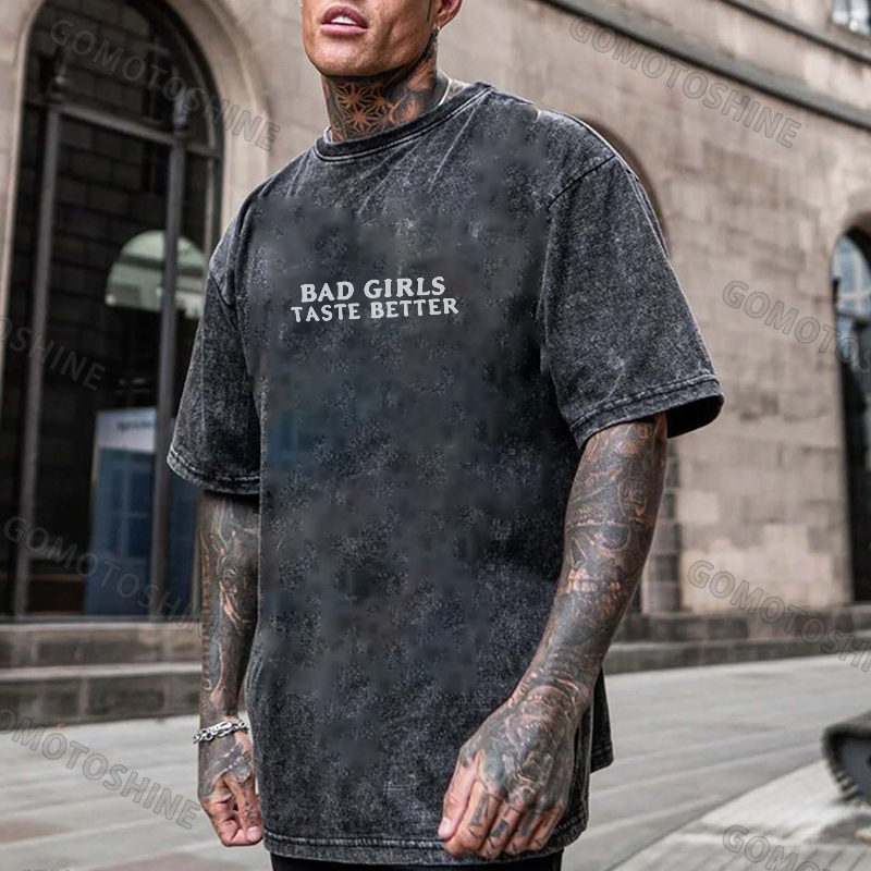 BAD GIRLS TASTE BETTER Devil Girl Men's Washed T-shirt